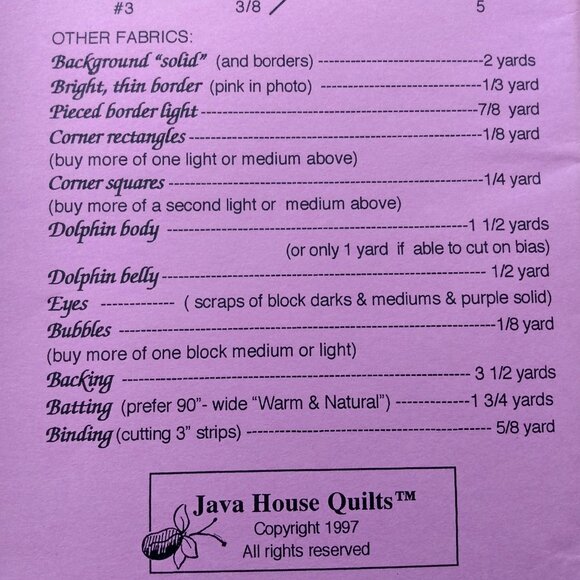 Vintage 90s Dolphin Quilt Sewing Pattern 60x66 - Picture 6 of 11